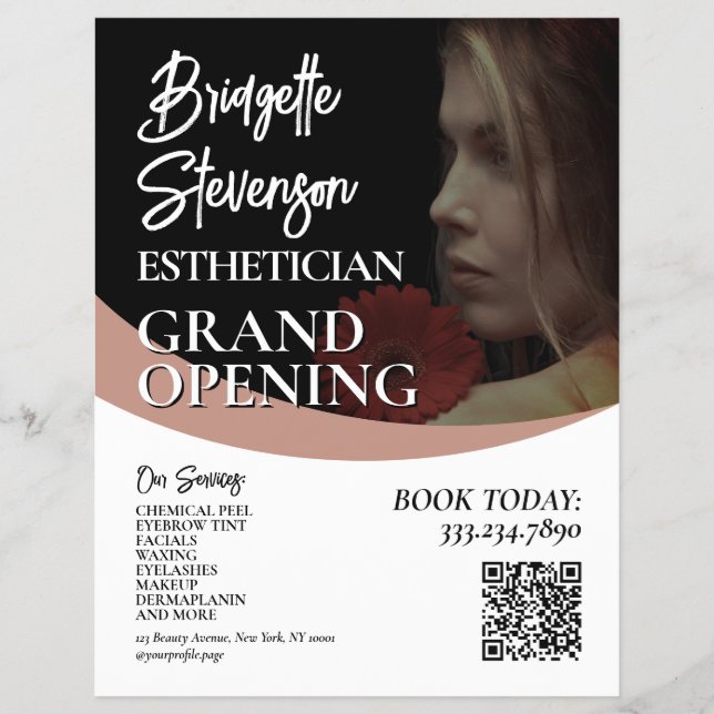 Minimalist beauty model esthetician salon Flyer (Front)