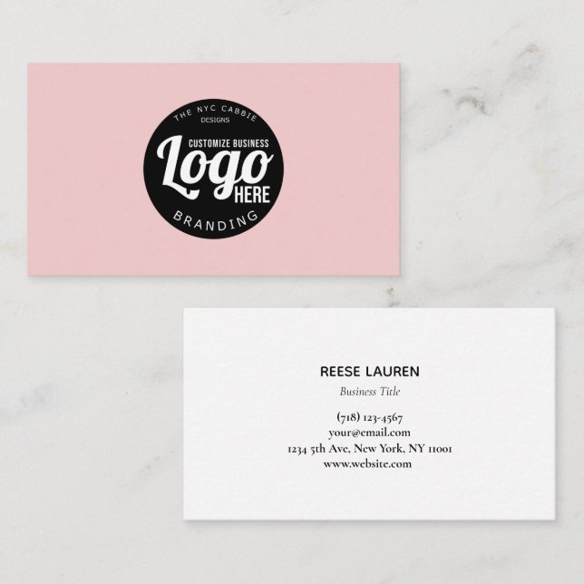 Minimalist Beauty Pink Business Card With Logo (Front/Back)