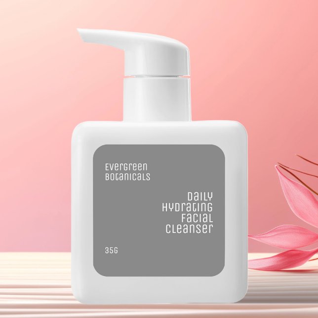 minimalist beauty product label white on gray (Creator Uploaded)
