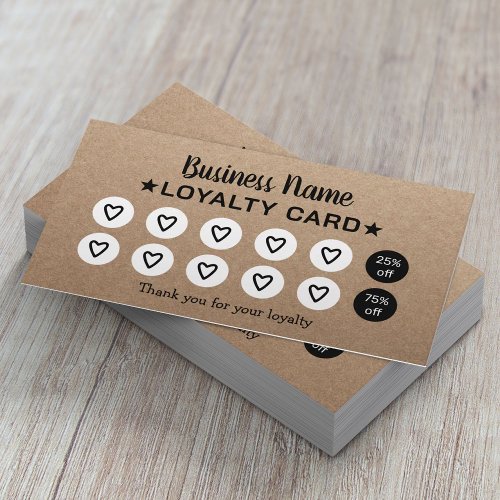 Minimalist Beauty Salon  Spa Rustic Kraft Loyalty Card