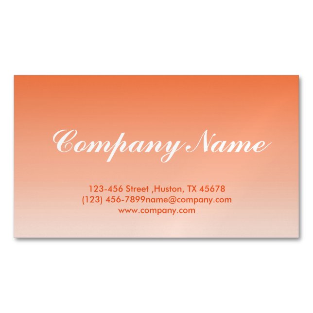 Minimalist beauty tanning salon tangerine ombre magnetic business card (Front)