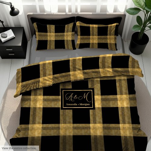 Minimalist Bedding Black Gold Custom Name Gift