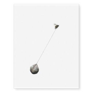 Minimalist Bee & Stone Fine Line Tattoo