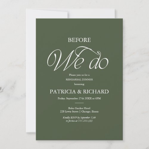 Minimalist Before We Do Rehearsal Dinner Invitation