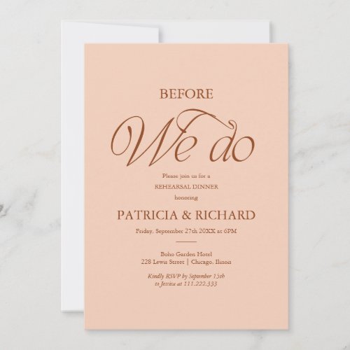 Minimalist Before We Do Rehearsal Dinner Invitation