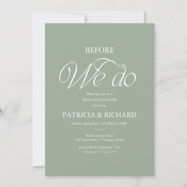 Minimalist Before We Do Rehearsal Dinner Invitation (Front)