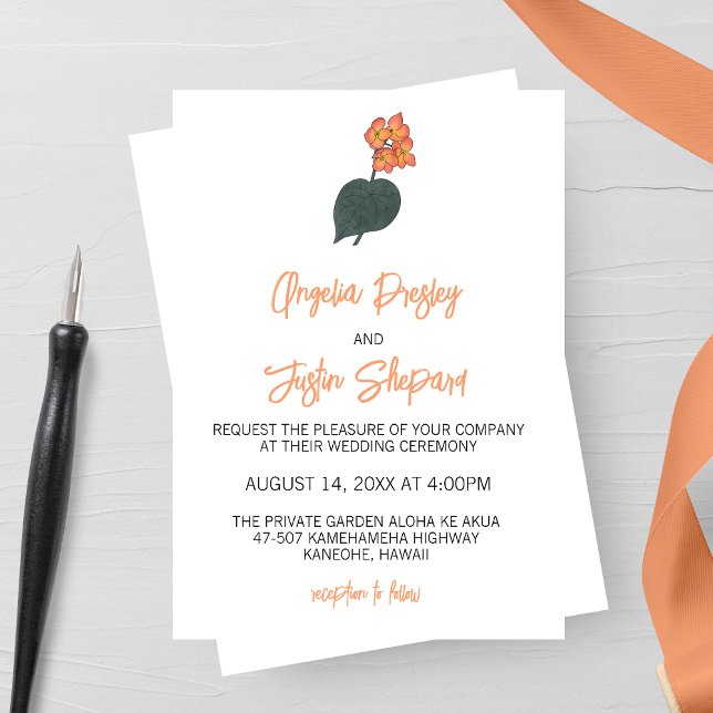 Minimalist Begonia Flower Wedding Invitation (Creator Uploaded)