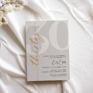 Minimalist Beige 30th Birthday Party Invitation