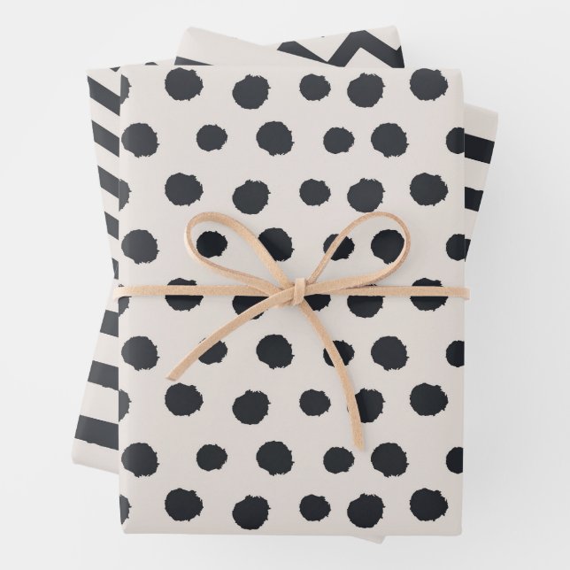 Minimalist Beige And Black Pattern  Wrapping Paper Sheets (In situ)
