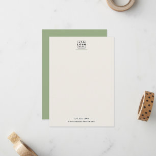 Minimalist Beige and Sage Green Business Logo Note Card