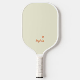 Minimalist Beige and White Modern Monogram Pickleball Paddle
