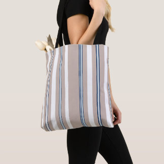 Minimalist Beige and White Striped Tote bag