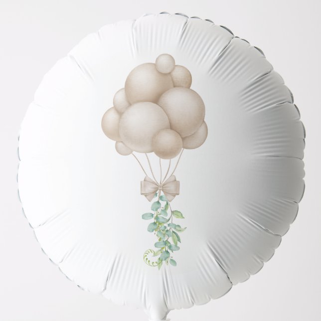 Minimalist Beige Balloons Boho Baby Shower (Front)