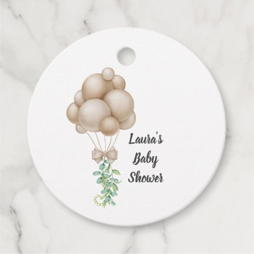 Minimalist Beige Balloons Boho Baby Shower Favor Tags