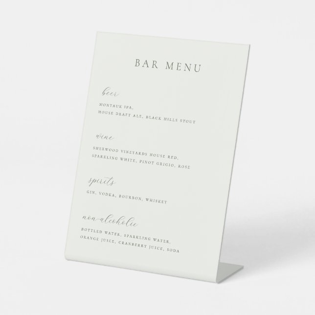 Minimalist Beige Bar Menu List Pedestal Sign (Front)