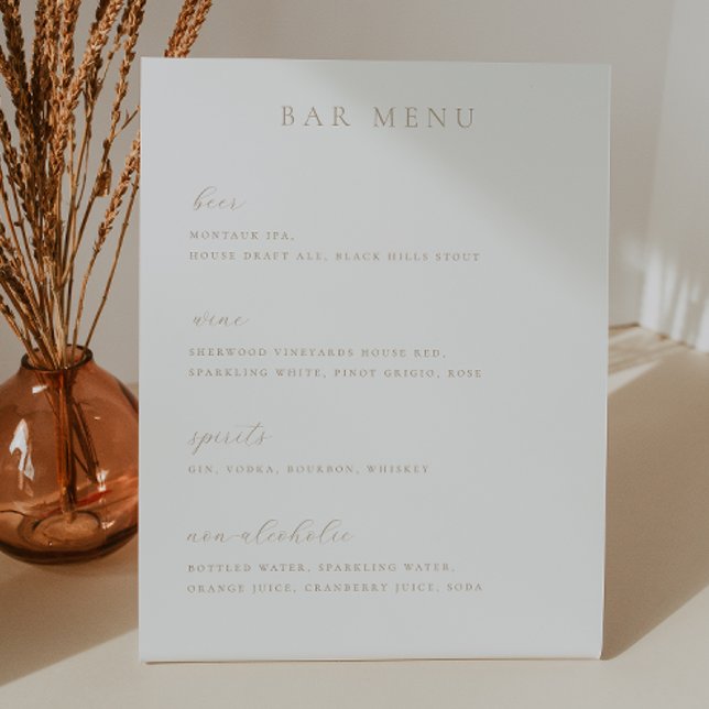 Minimalist Beige Bar Menu List Pedestal Sign (Creator Uploaded)
