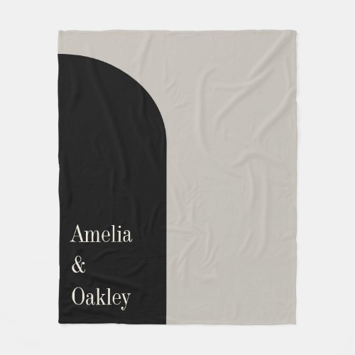 Minimalist Beige Black Elegant Arch Modern Wedding Fleece Blanket