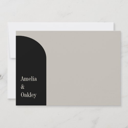 Minimalist Beige Black Elegant Arch Modern Wedding Thank You Card