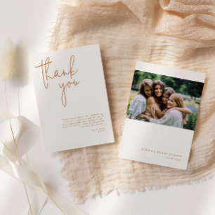 Minimalist Beige Bridal Shower Thank You Card