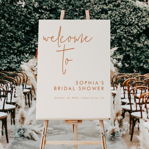 Minimalist Beige Bridal Shower Welcome Sign