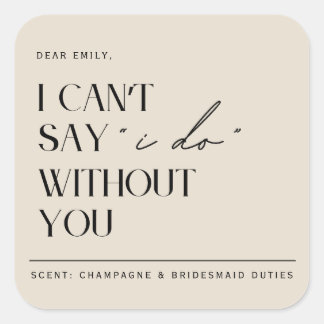 Minimalist Beige Bridesmaid Proposal Candle Label