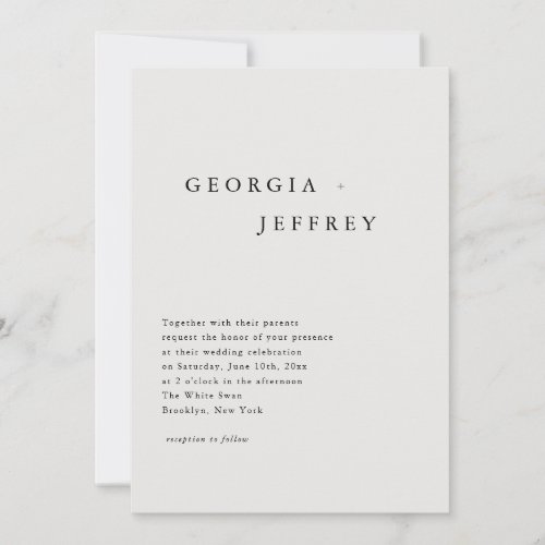 Minimalist Beige Chic Names Wedding Invitation