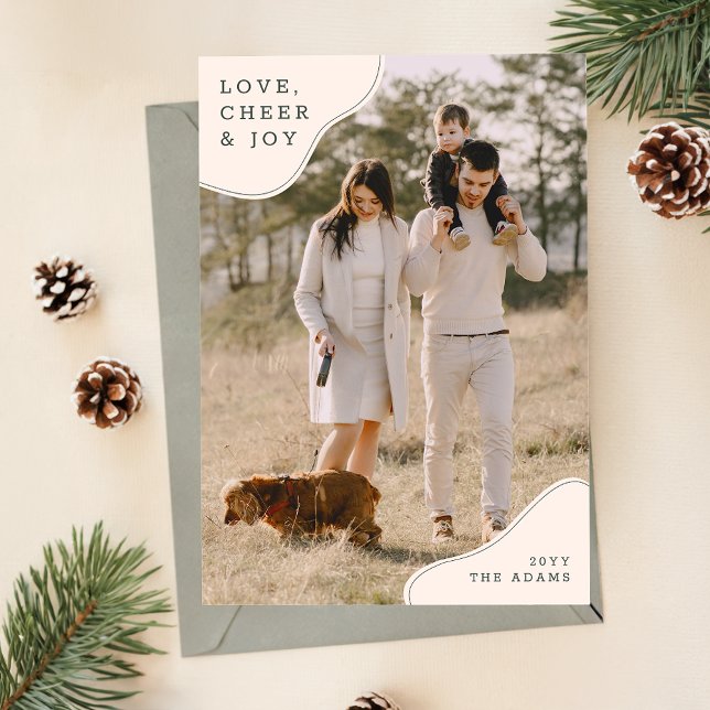 Minimalist Beige Christmas Family Photo Holiday Card (Creator Uploaded)