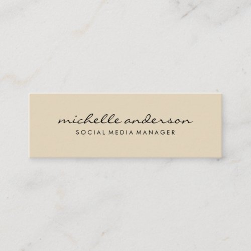 Minimalist Beige Cursive Text Mini Business Card