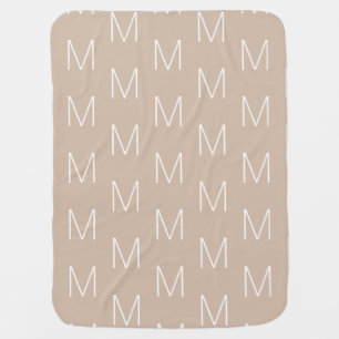 Minimalist beige custom monogram initial pattern baby blanket