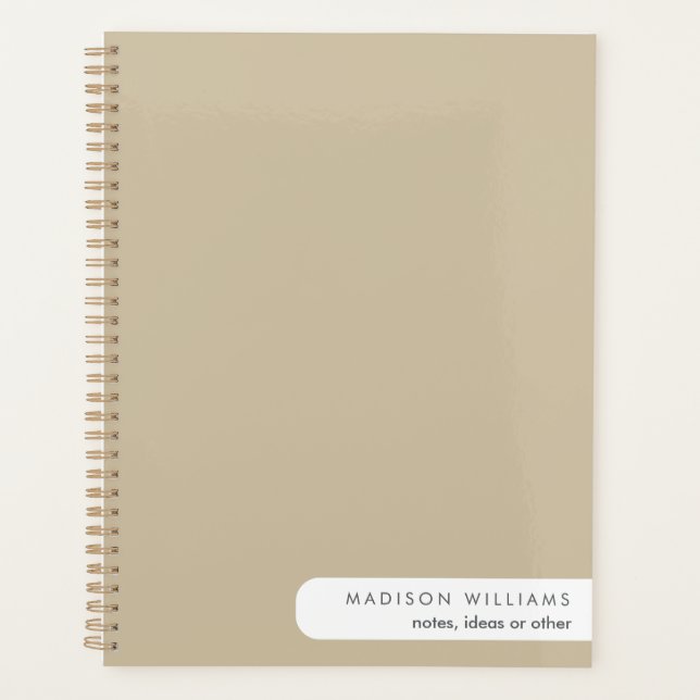Minimalist Beige Custom Notebook | Personalized  (Front)