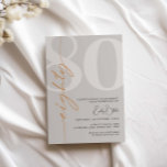 Minimalist Beige Eighty 80th Birthday Party Invitation<br><div class="desc">This minimalist typography 80th birthday party invitation is perfect for a modern birthday party. Customisable in any colour. Keep the design minimal and elegant, as is, or personalise it by adding your own graphics and artwork. For more advanced customisation of this design, e.g. changing layout, font or text size please...</div>