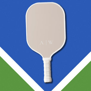 Minimalist Beige Elegant Monogram Pickleball Paddle