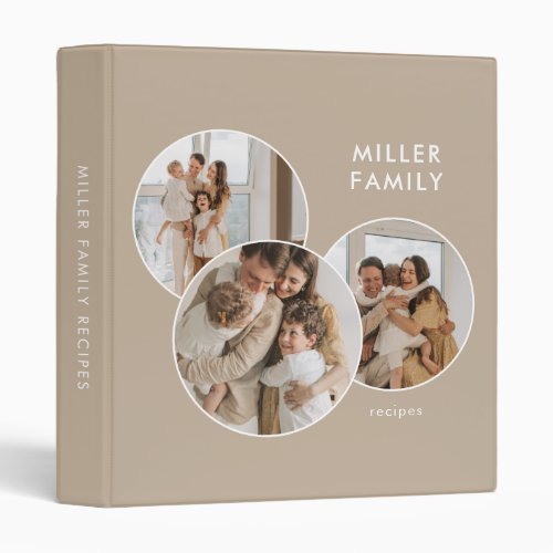 Minimalist Beige Family Photo Recipe Cookbook 3 Ring Binder