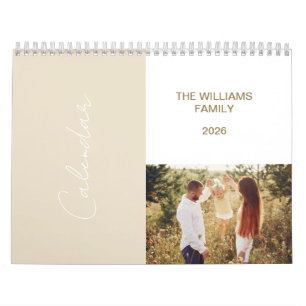 Minimalist Beige Family Photos Calendar