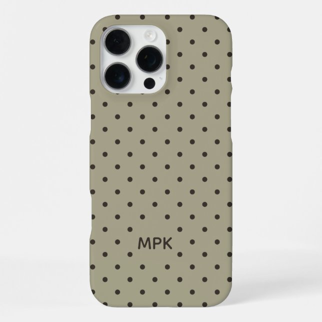 Minimalist Beige Gray Custom Monogram Polka Dot  Iphone Case (Back)