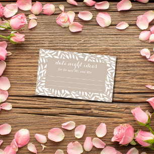 Minimalist Beige Leaves Date night ideas Enclosure Card