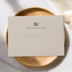 Minimalist Beige Monogram Envelope