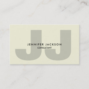 Minimalist Beige Monogram Trendy Modern Business Card