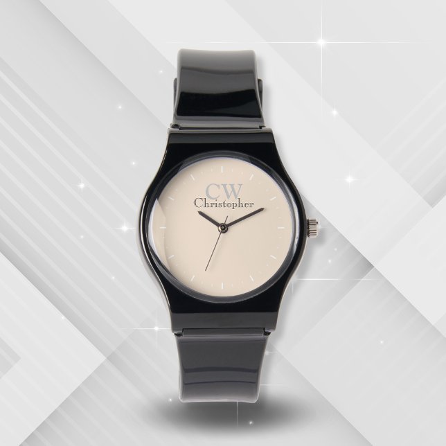 Minimalist Beige Monogram Watch (Creator Uploaded)