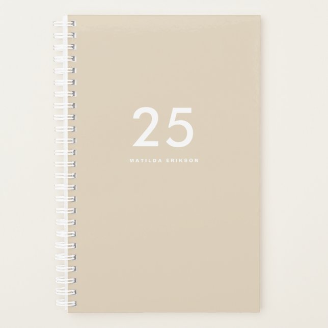 Minimalist Beige Name Planner (Front)