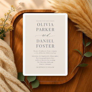 Minimalist Beige Neutral Elegant Wedding Invitation
