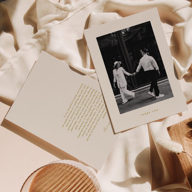 Minimalist Beige Photo Wedding  Thank You Card (Creator Uploaded)