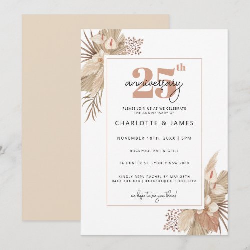 Minimalist beige script 25th wedding anniversary