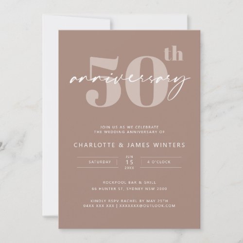Minimalist beige script 50th wedding anniversary