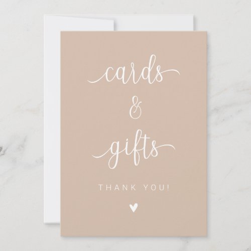 Minimalist Beige Script Cards and Gifts Sign