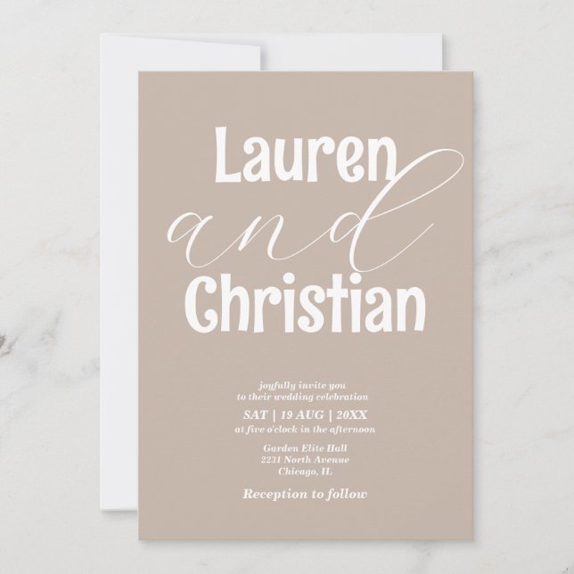 Minimalist Beige  Scripture Wedding Invitation (Front)