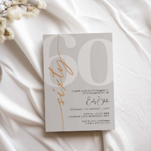 Minimalist Beige Sixty 60th Birthday Party Invitation