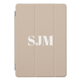 Minimalist beige tan custom monogram initials iPad pro cover