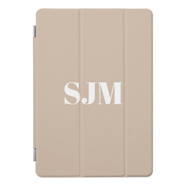 Minimalist beige tan custom monogram initials iPad pro cover (Front)