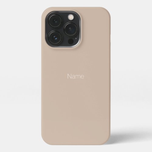 Minimalist beige tan custom name monogram  iPhone 13 pro case